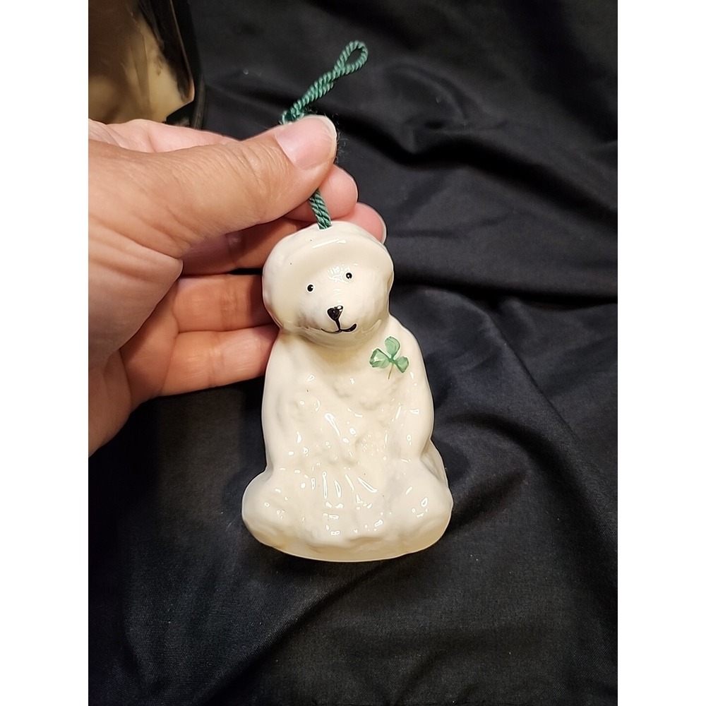 2 VTG Belleek Fine Parian China Teddy Bear Bell/ Ornament Made In Ireland